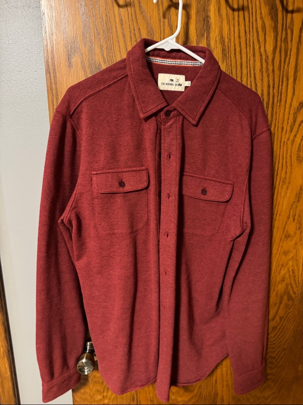 The Normal Brand Men's Casual Button Down Shirt in Burgundy